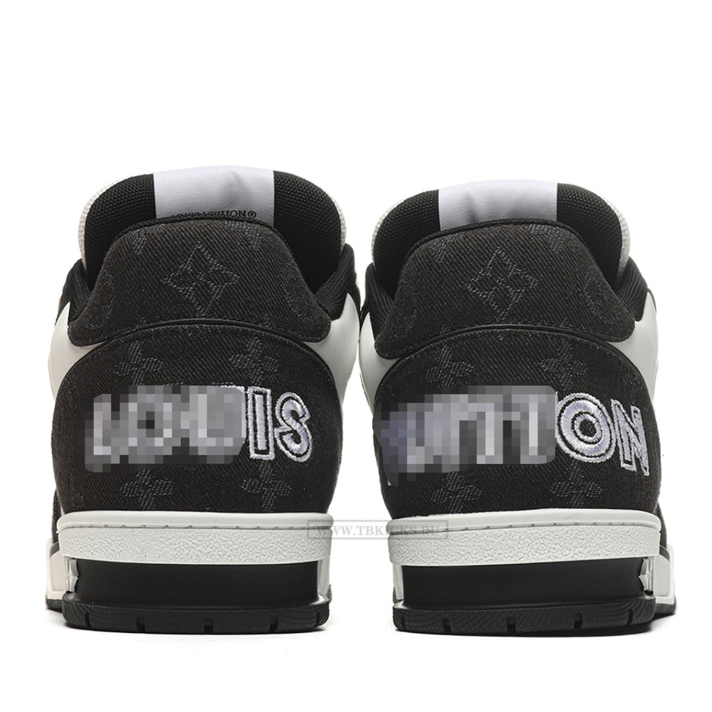 TBkicks L0*1S V*1TT0N Trainer Velcro Strap Monogram Denim Black White