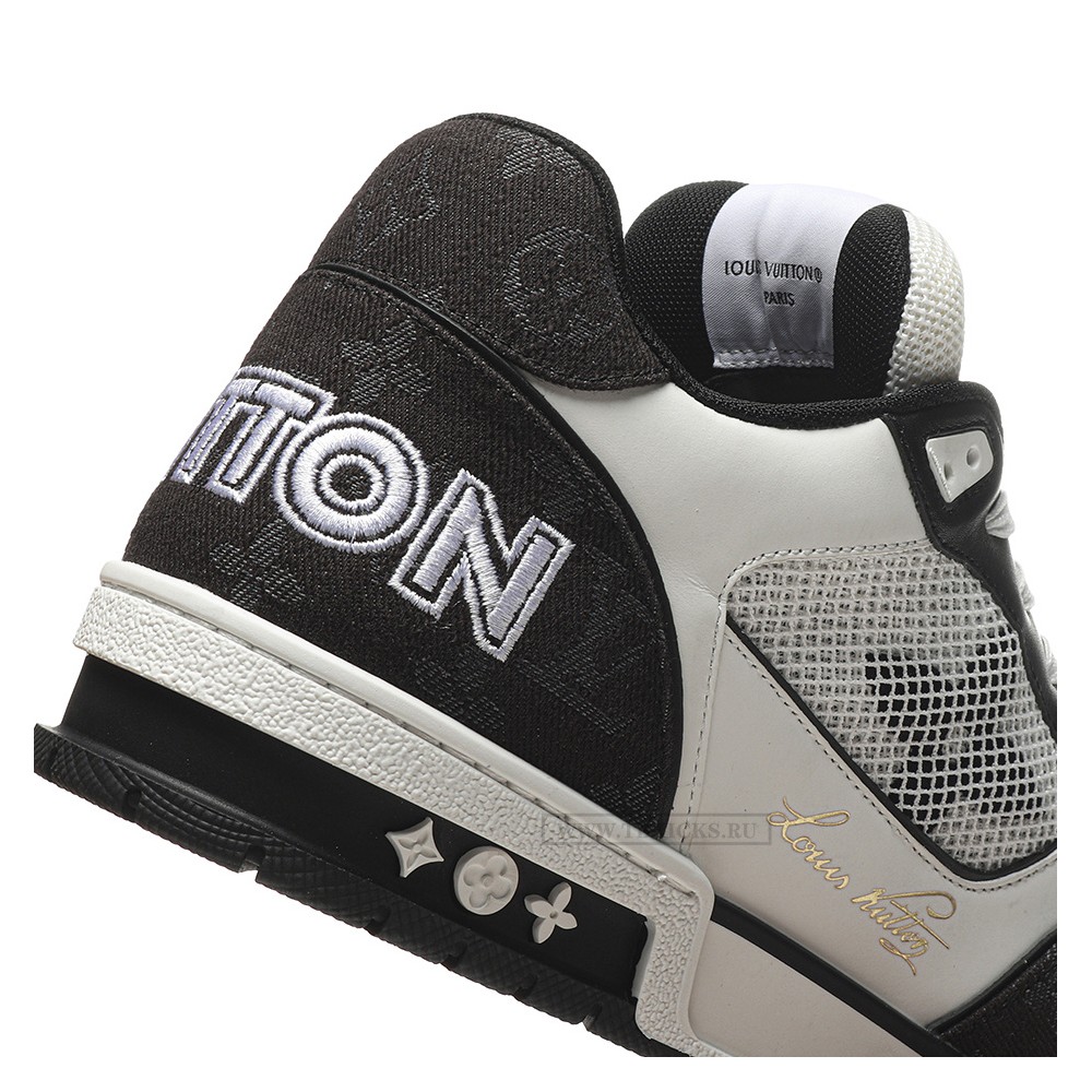 TBkicks L0*1S V*1TT0N Trainer Velcro Strap Monogram Denim Black White