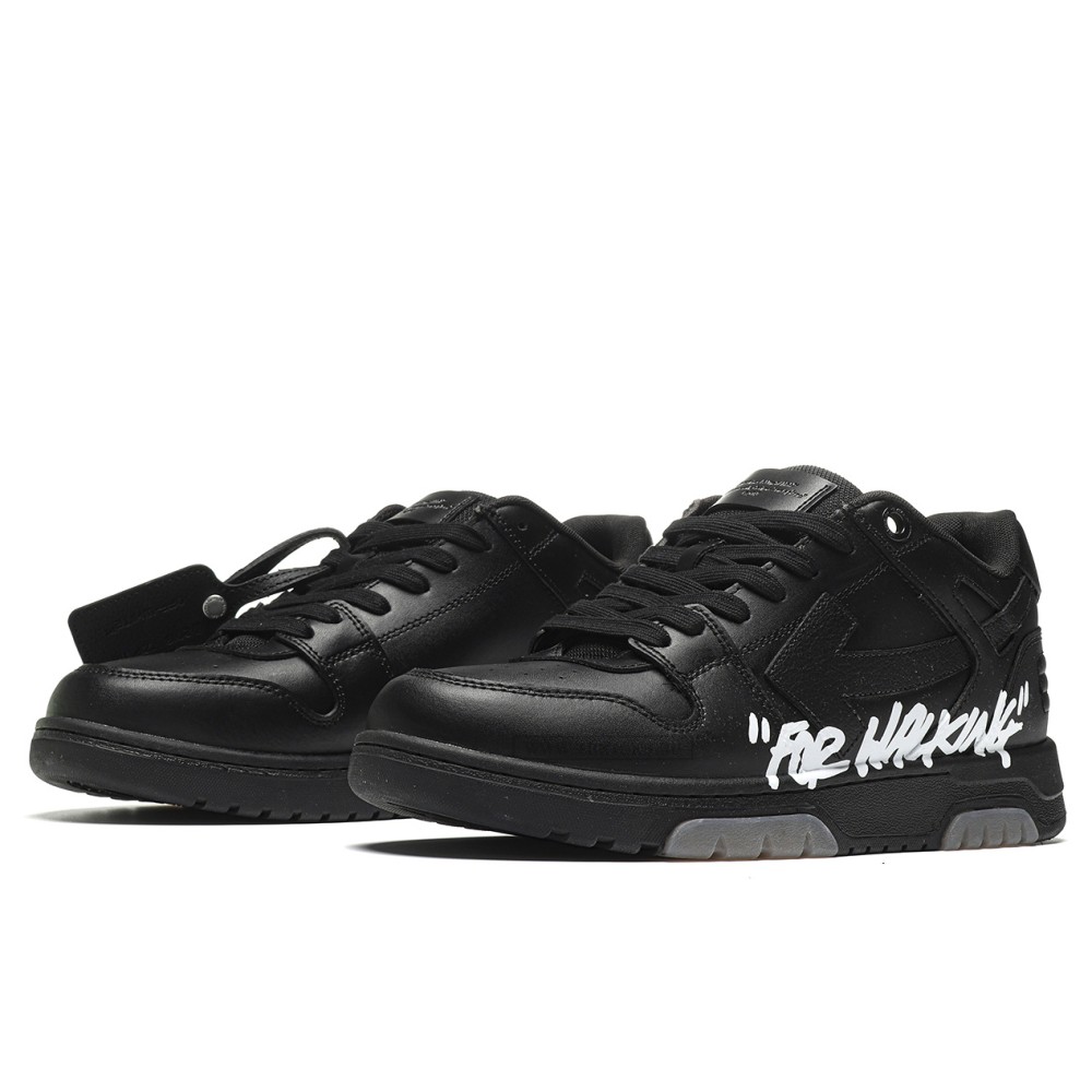 TBkicks OFF-WHITE Out Of Office OOO "For Walking" Low Tops Black White