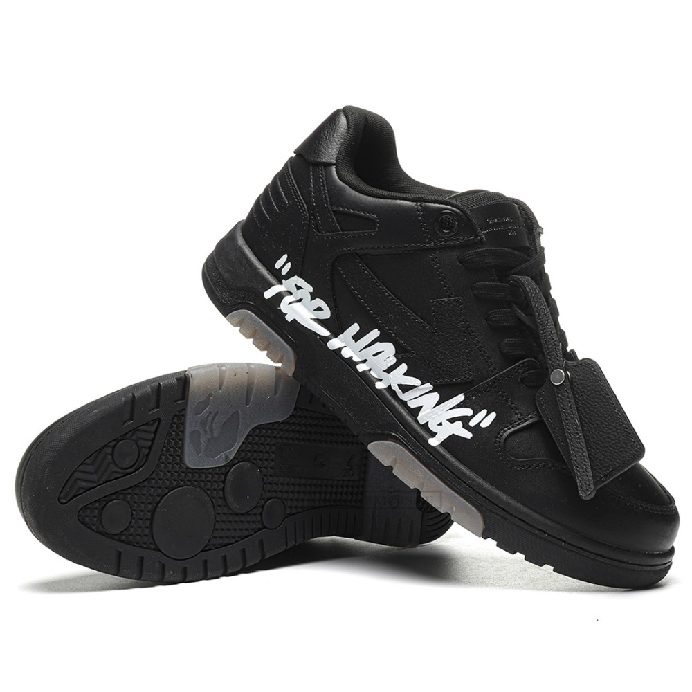 TBkicks OFF-WHITE Out Of Office OOO "For Walking" Low Tops Black White