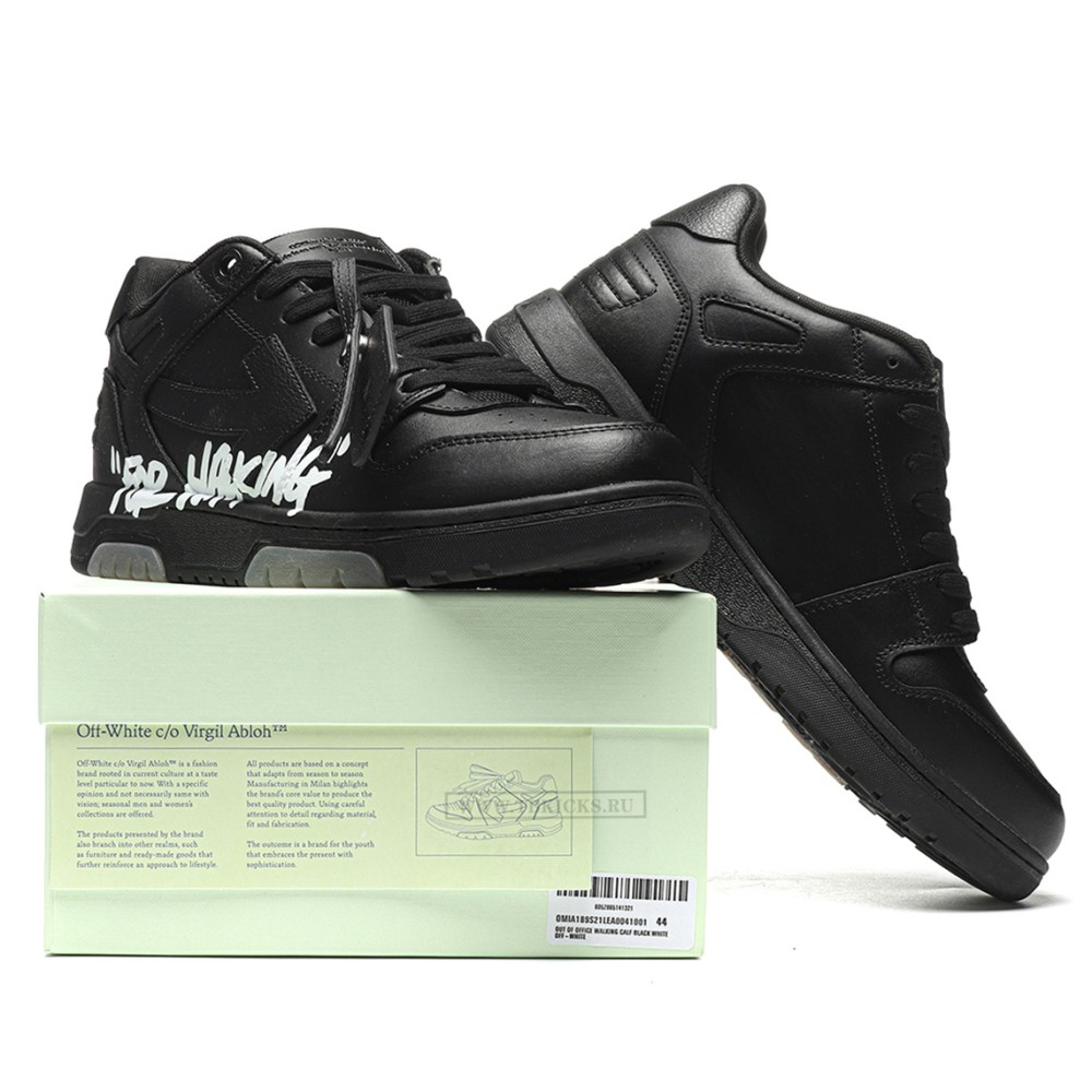 TBkicks OFF-WHITE Out Of Office OOO "For Walking" Low Tops Black White