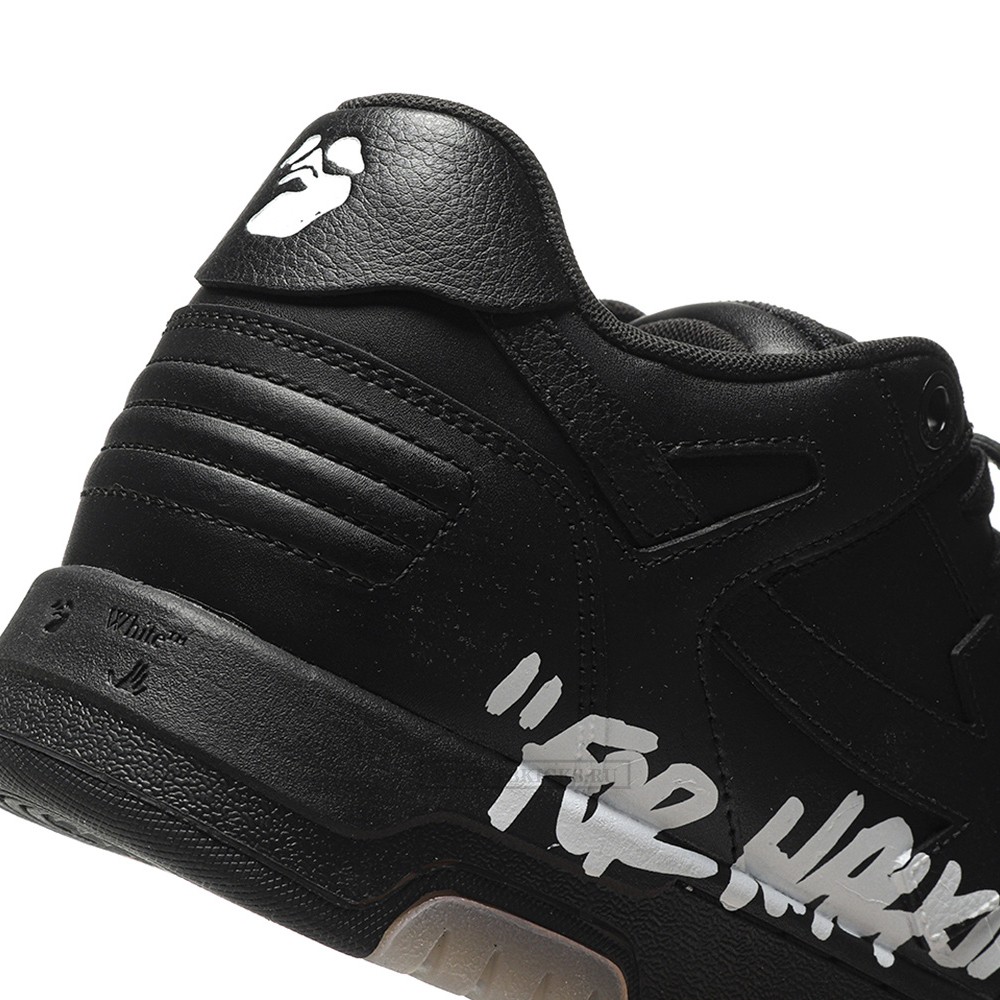 TBkicks OFF-WHITE Out Of Office OOO "For Walking" Low Tops Black White