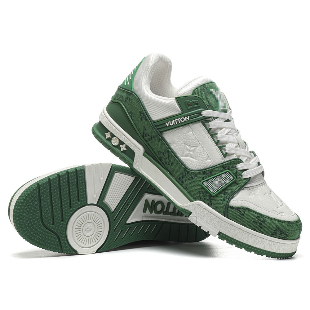 TBkicks L0*1S V*1TT0N Trainer Green Monogram Denim White