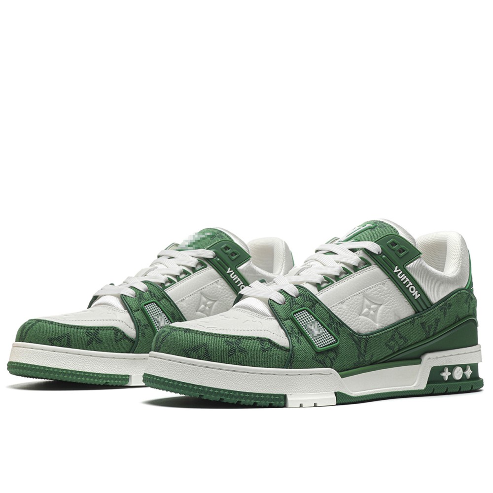 TBkicks L0*1S V*1TT0N Trainer Green Monogram Denim White