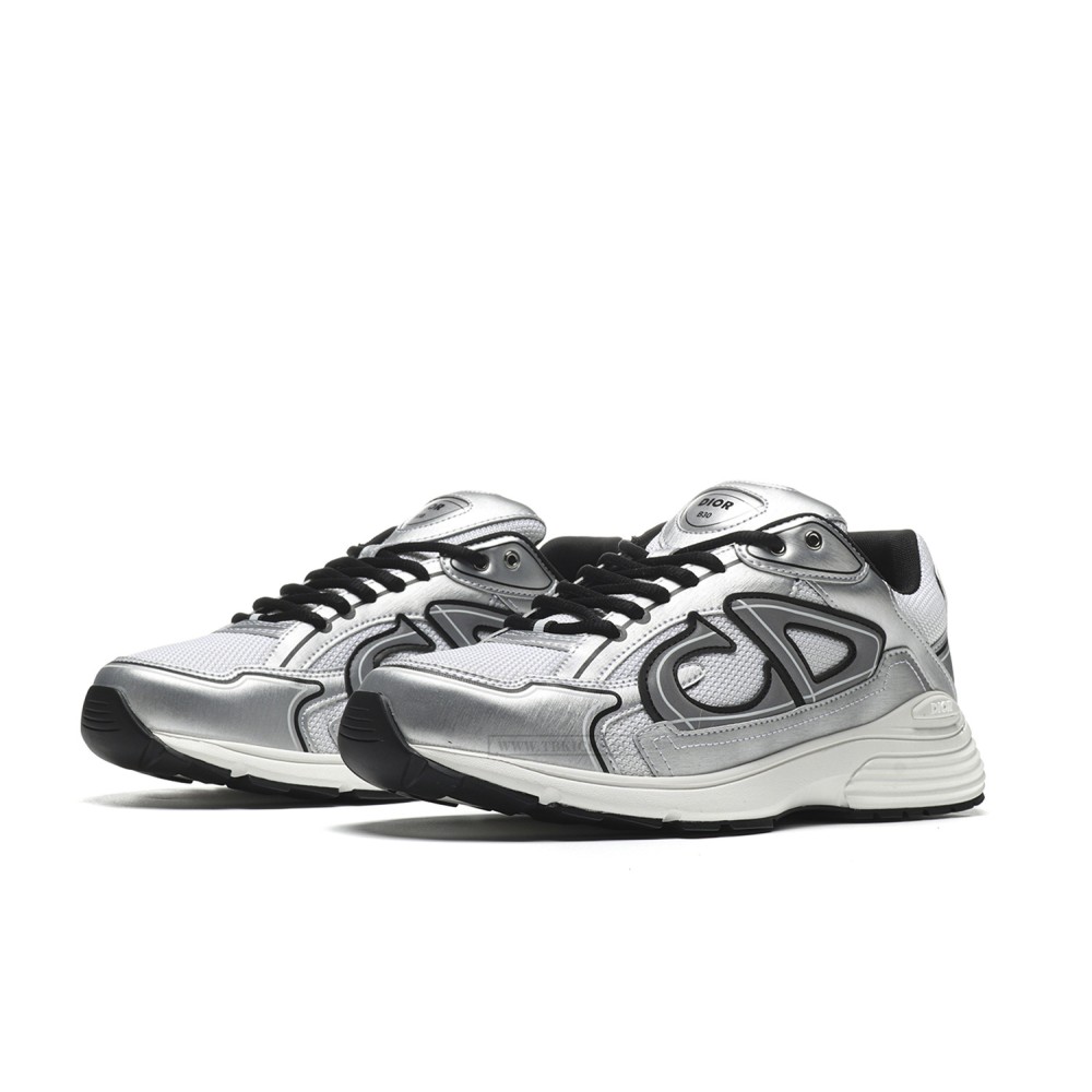 TBkicks D10R B30 White Mesh Silver-Tone Metallic Calfskin