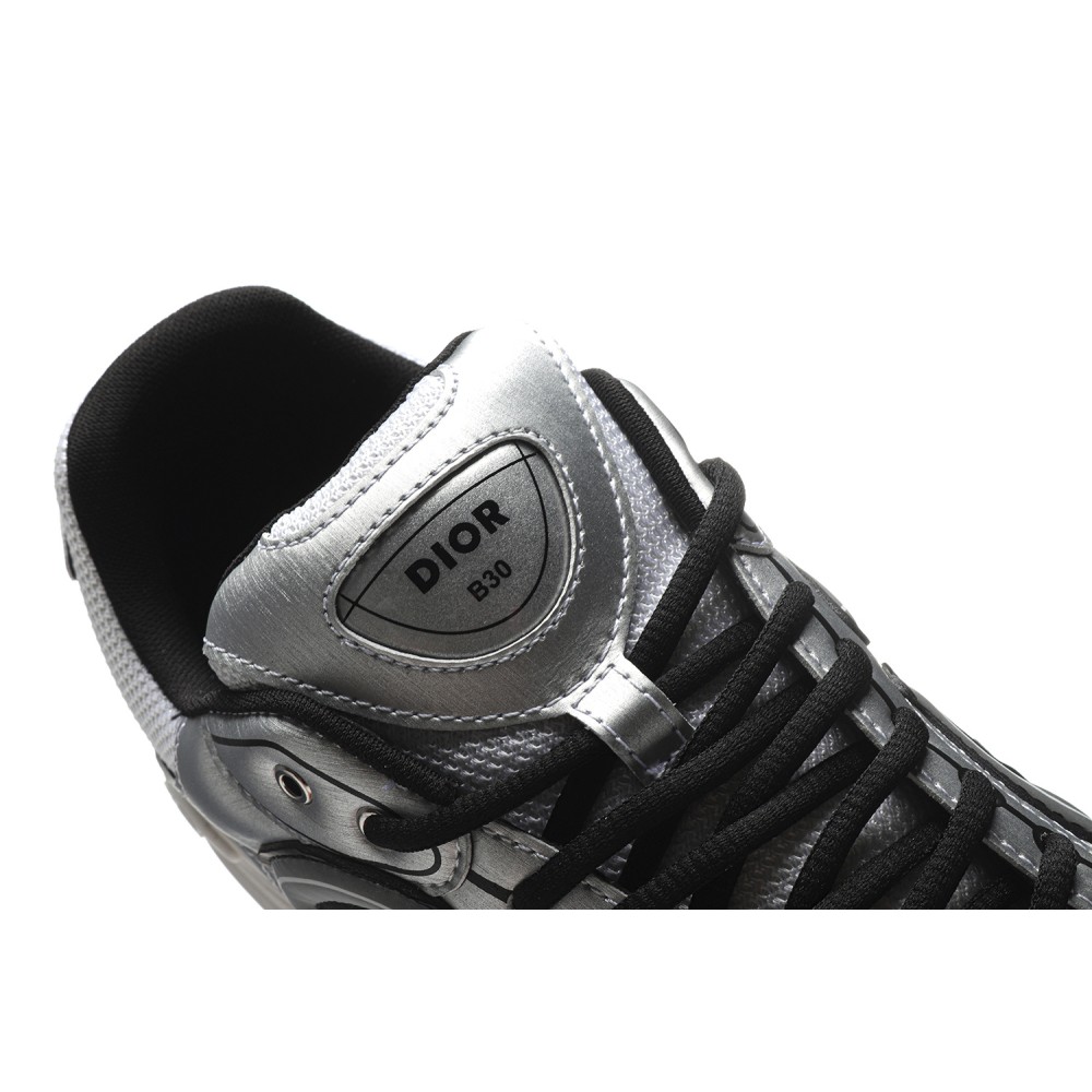 TBkicks D10R B30 White Mesh Silver-Tone Metallic Calfskin