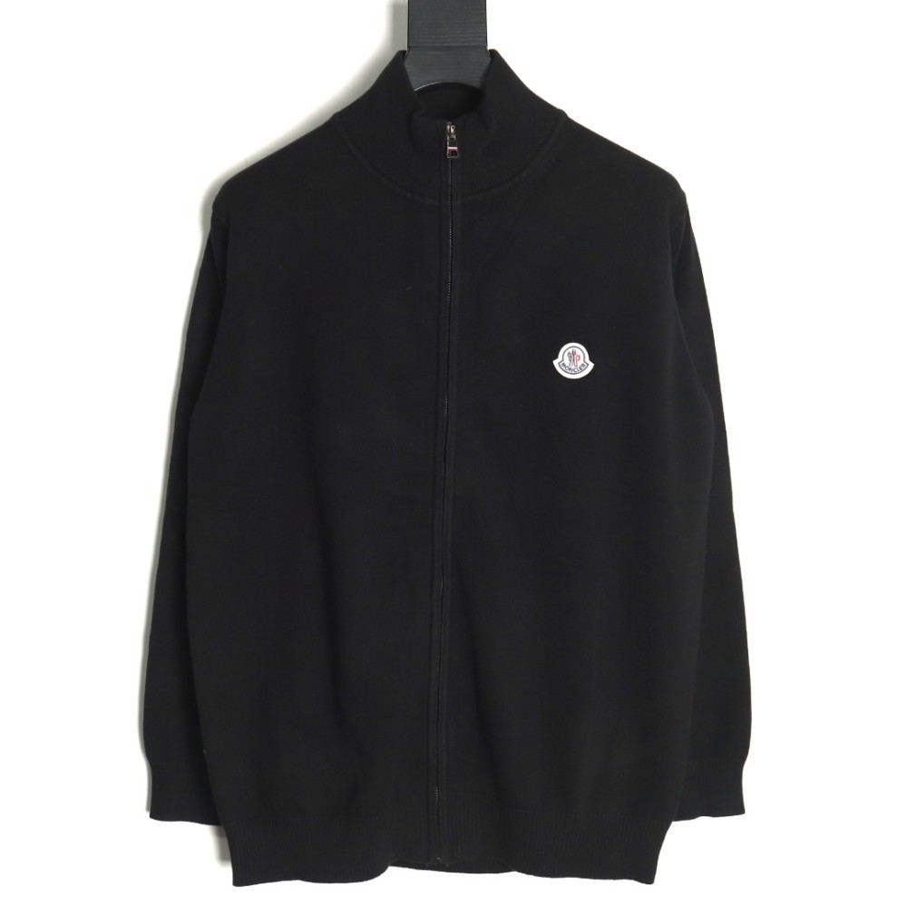 TBKicks M0ncler/mask classic logo on the chest zipper knitted sweater cardigan jacket Black