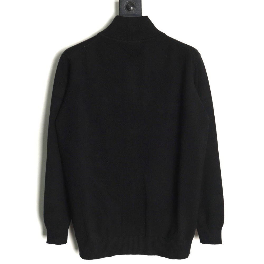 TBKicks M0ncler/mask classic logo on the chest zipper knitted sweater cardigan jacket Black