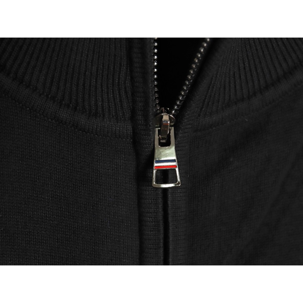 TBKicks M0ncler/mask classic logo on the chest zipper knitted sweater cardigan jacket Black