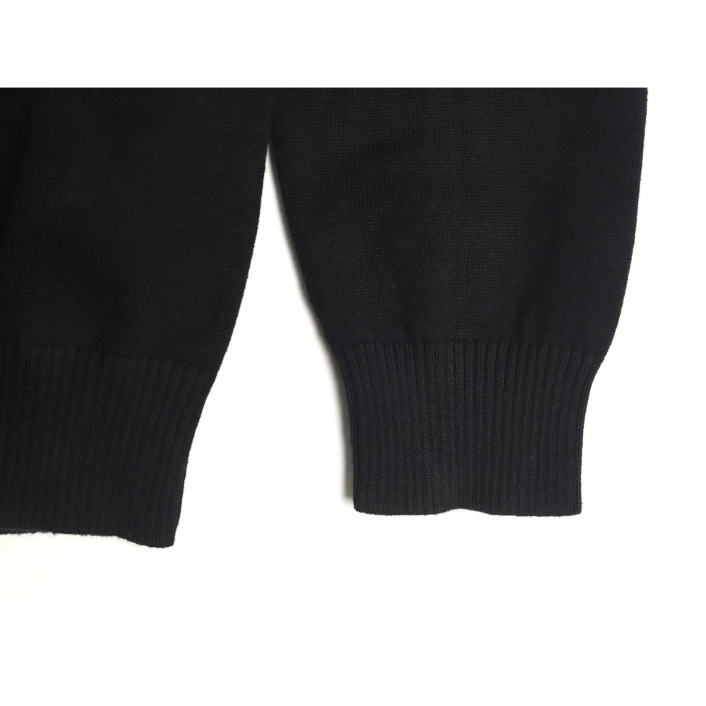 TBKicks M0ncler/mask classic logo on the chest zipper knitted sweater cardigan jacket Black