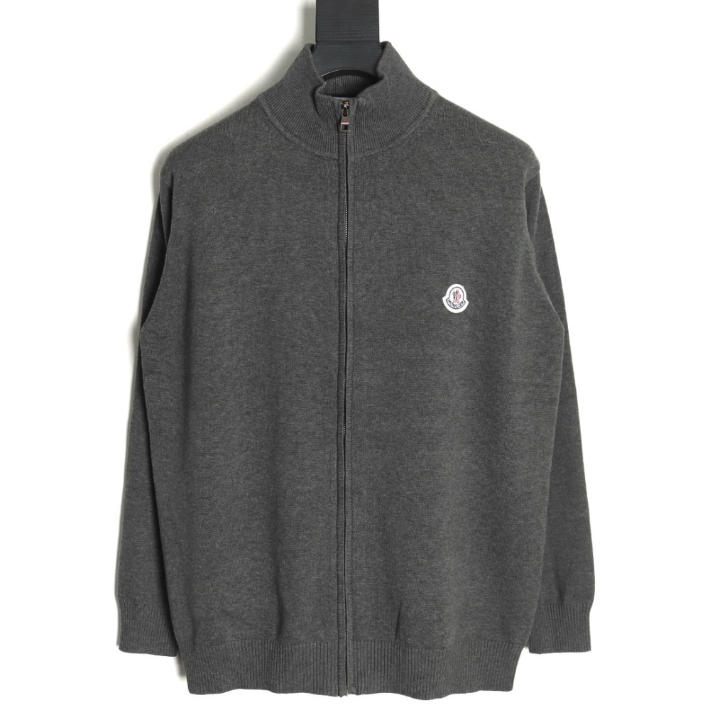 TBKicks M0ncler/mask classic logo on the chest zipper knitted sweater cardigan jacket Grey