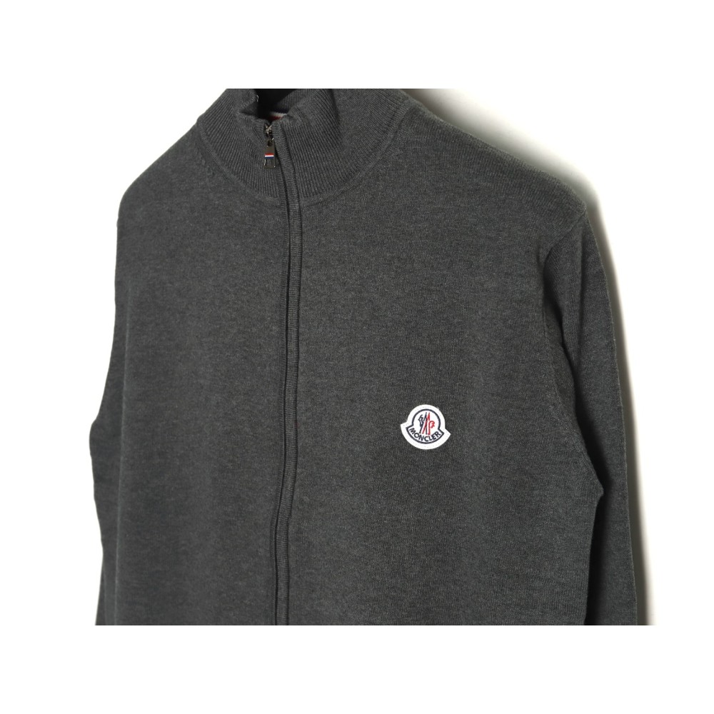 TBKicks M0ncler/mask classic logo on the chest zipper knitted sweater cardigan jacket Grey