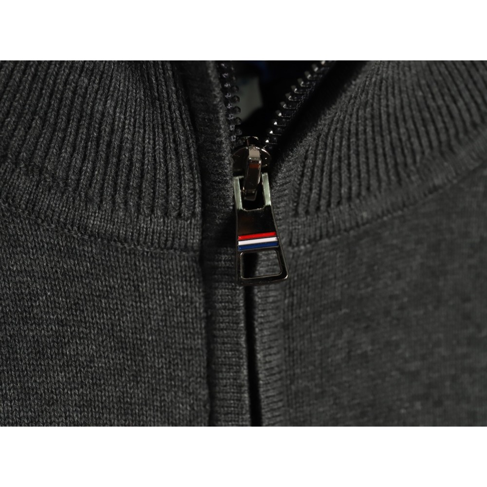 TBKicks M0ncler/mask classic logo on the chest zipper knitted sweater cardigan jacket Grey