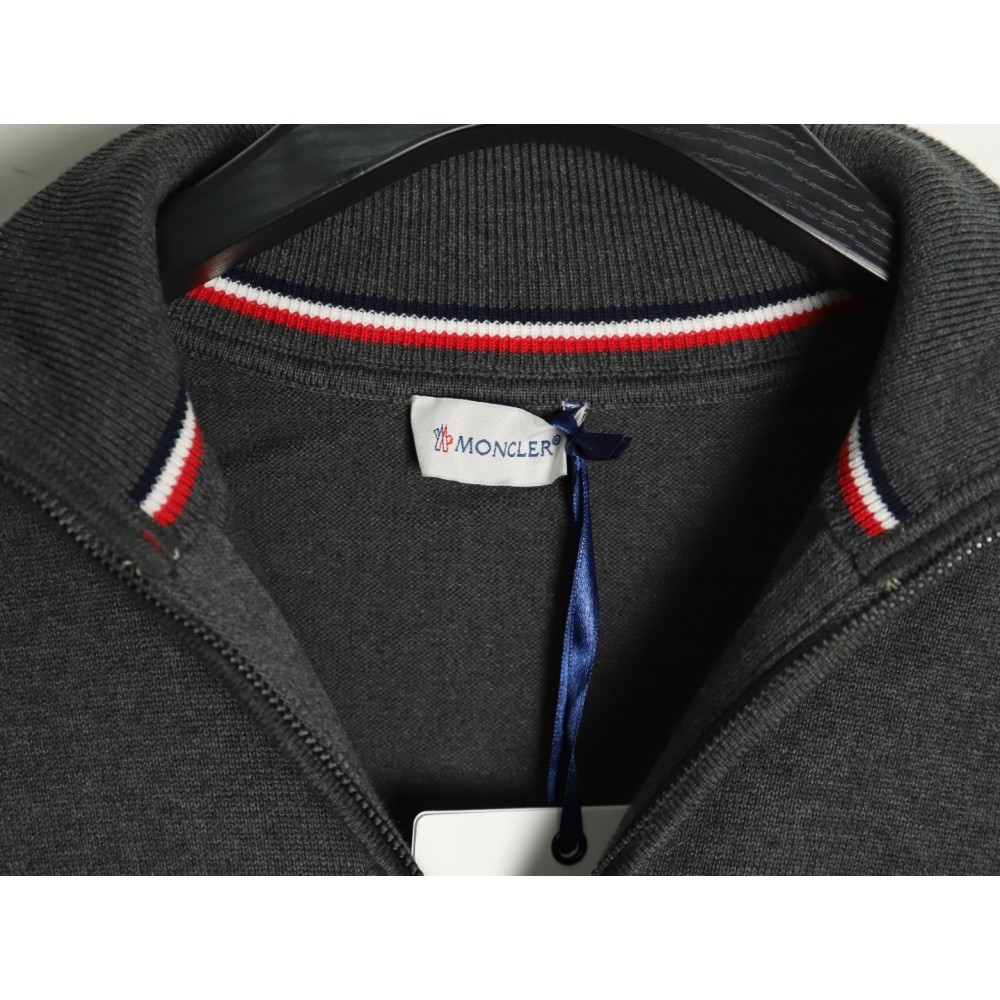 TBKicks M0ncler/mask classic logo on the chest zipper knitted sweater cardigan jacket Grey