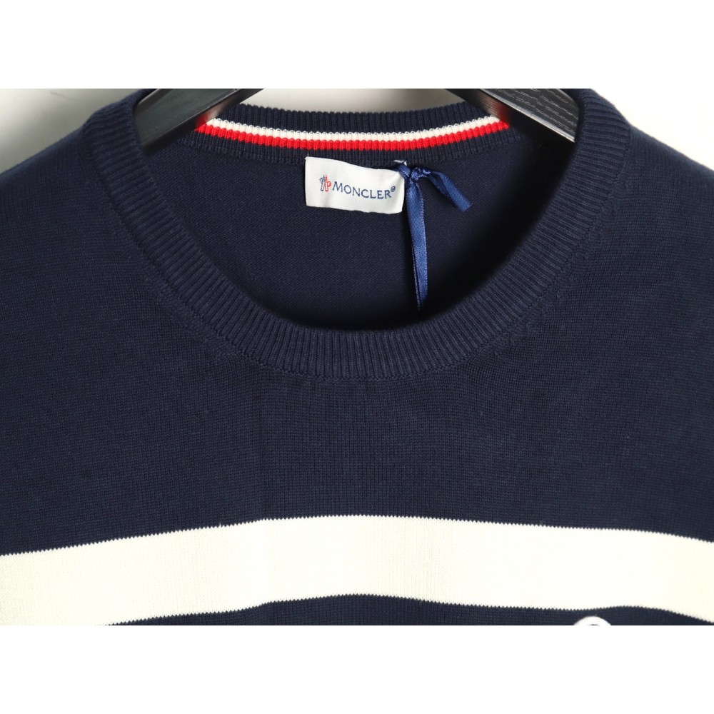 TBKicks M0ncler/mask classic logo on the chest knitted round-neck striped sweater