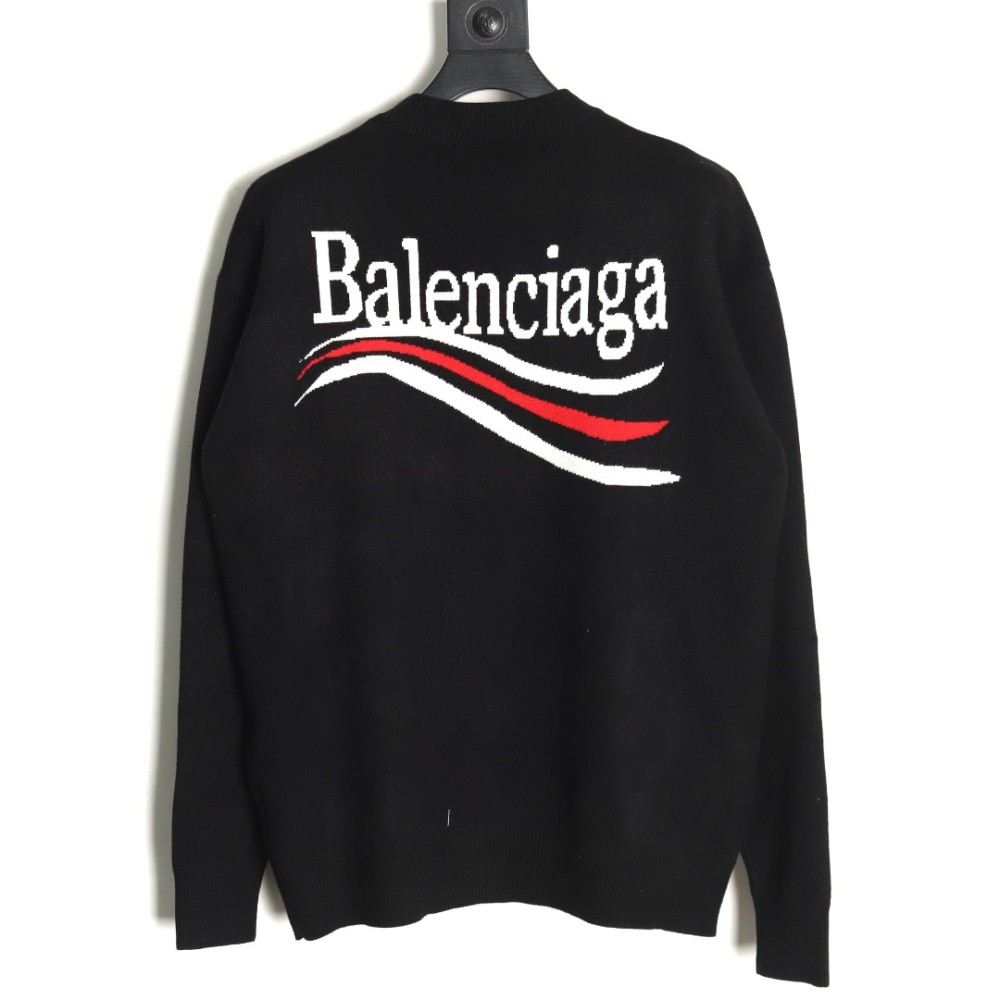 TBKicks Bal**ciaga Parisian Coke Classic Letter Knitted Round Neck Sweater Black