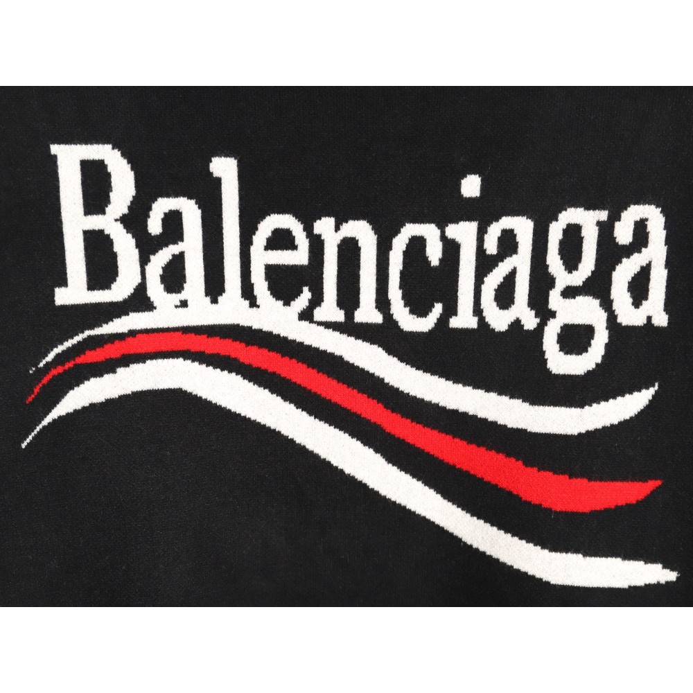 TBKicks Bal**ciaga Parisian Coke Classic Letter Knitted Round Neck Sweater Black