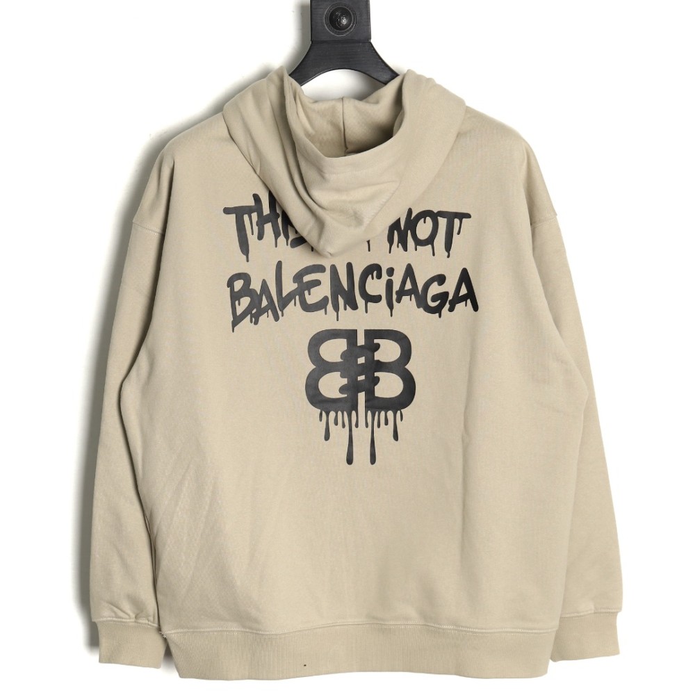 TBKicks Bal**ciaga Parisian 24Fw spoof graffiti letter logo printed hooded sweatshirt Khaki