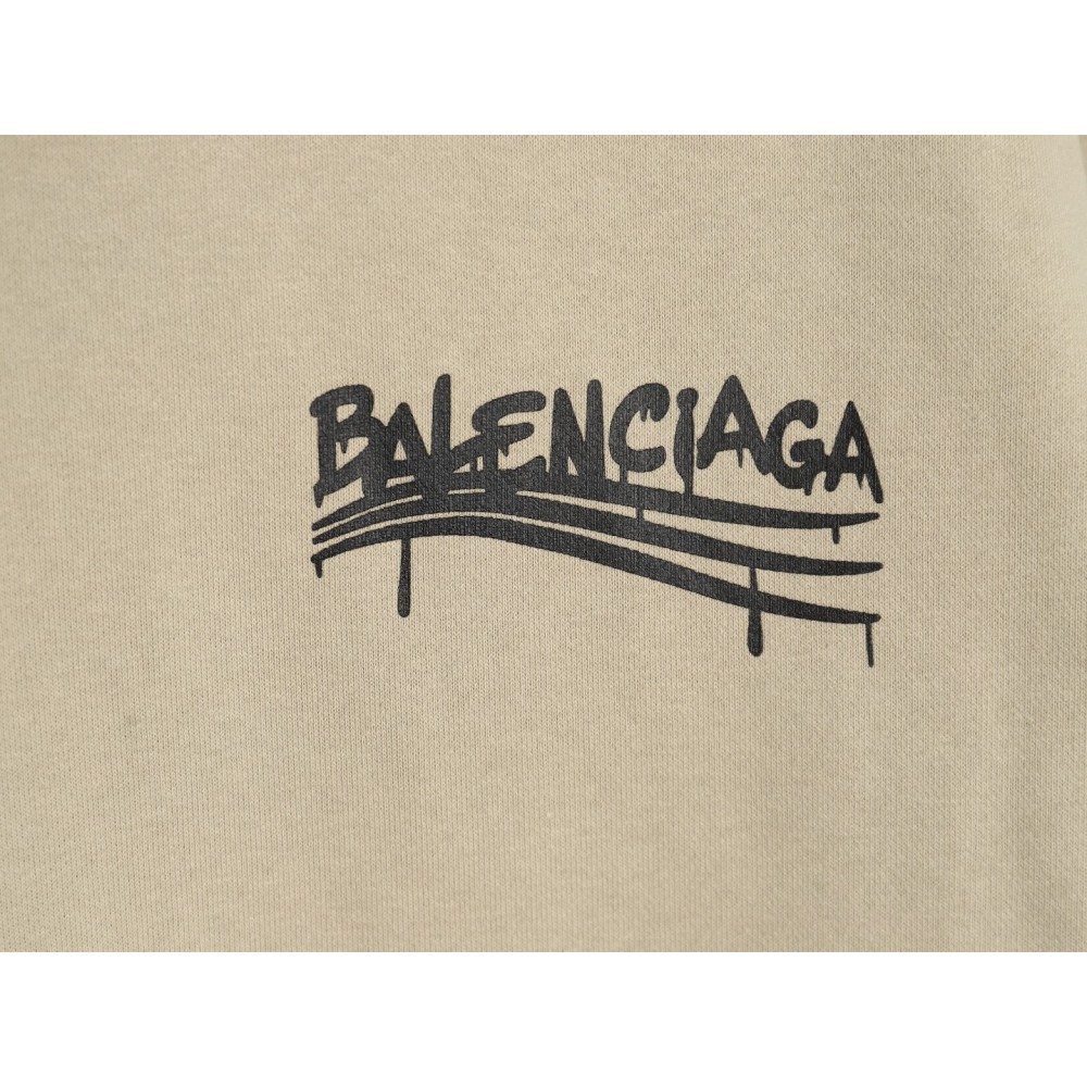 TBKicks Bal**ciaga Parisian 24Fw spoof graffiti letter logo printed hooded sweatshirt Khaki