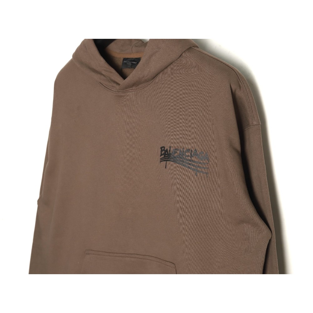 TBKicks Bal**ciaga Parisian 24Fw spoof graffiti letter logo printed hooded sweatshirt Brown