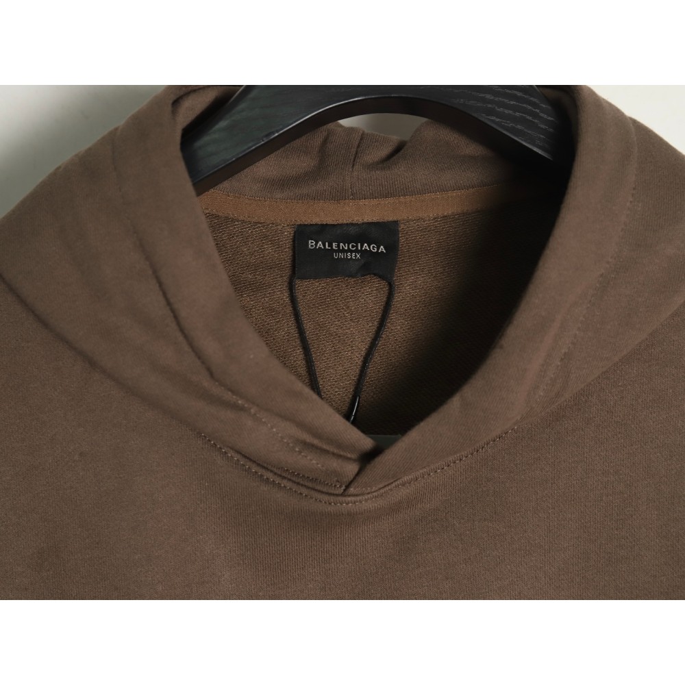 TBKicks Bal**ciaga Parisian 24Fw spoof graffiti letter logo printed hooded sweatshirt Brown