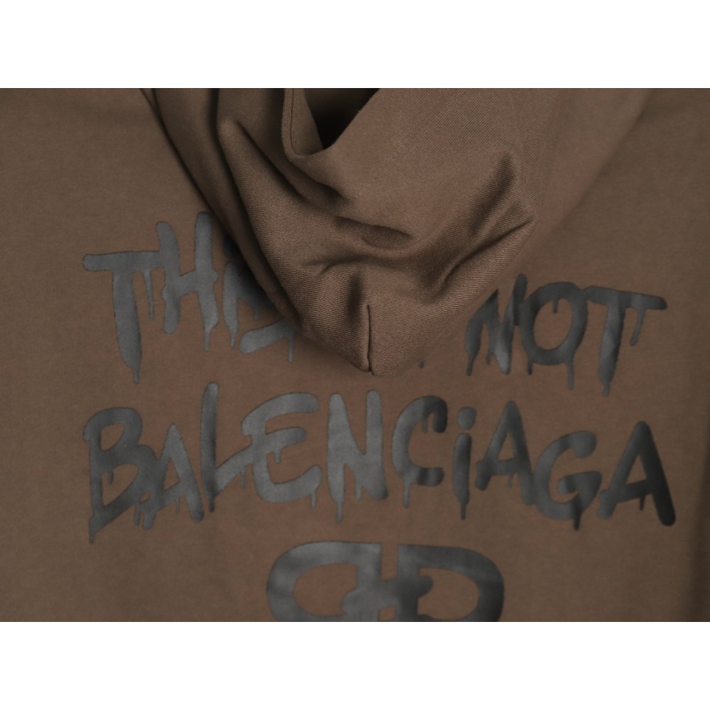 TBKicks Bal**ciaga Parisian 24Fw spoof graffiti letter logo printed hooded sweatshirt Brown