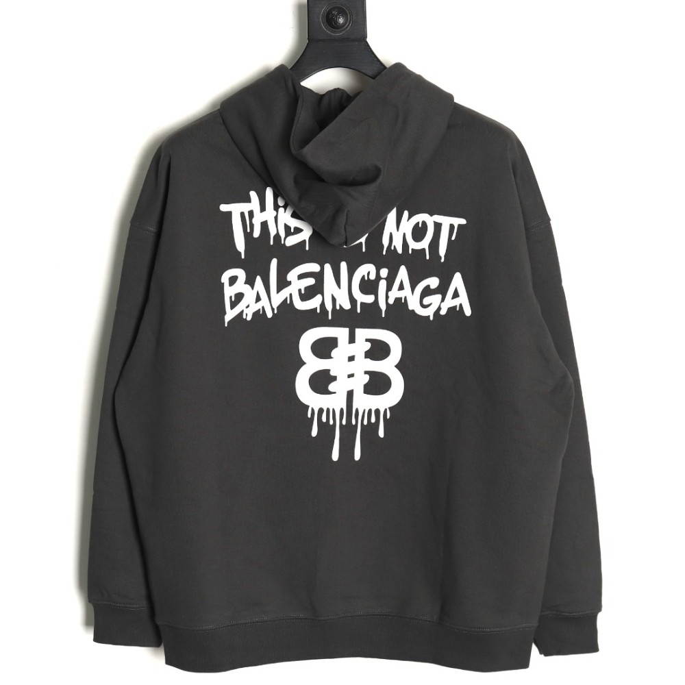 TBKicks Bal**ciaga Parisian 24Fw spoof graffiti letter logo printed hooded sweatshirt Black