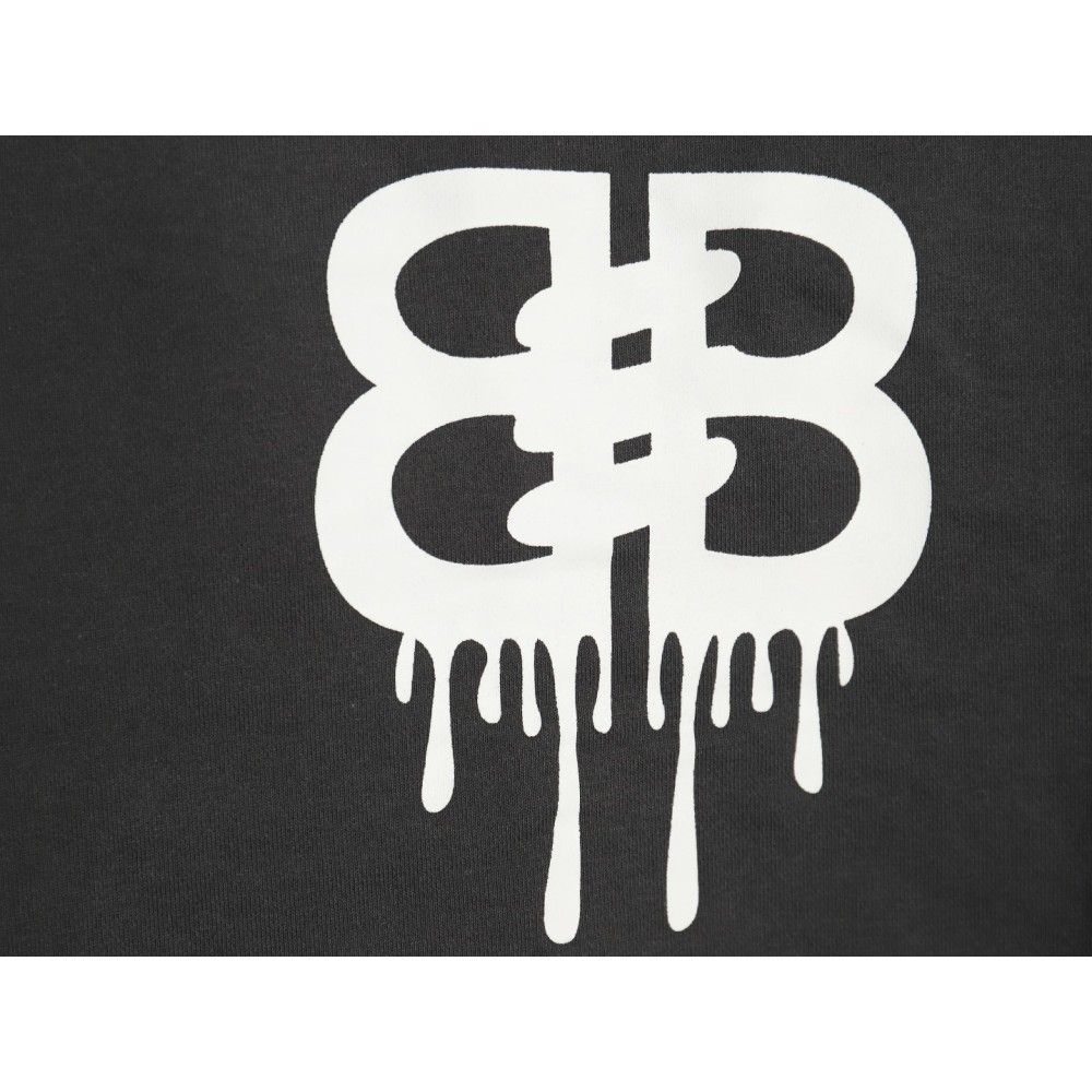 TBKicks Bal**ciaga Parisian 24Fw spoof graffiti letter logo printed hooded sweatshirt Black