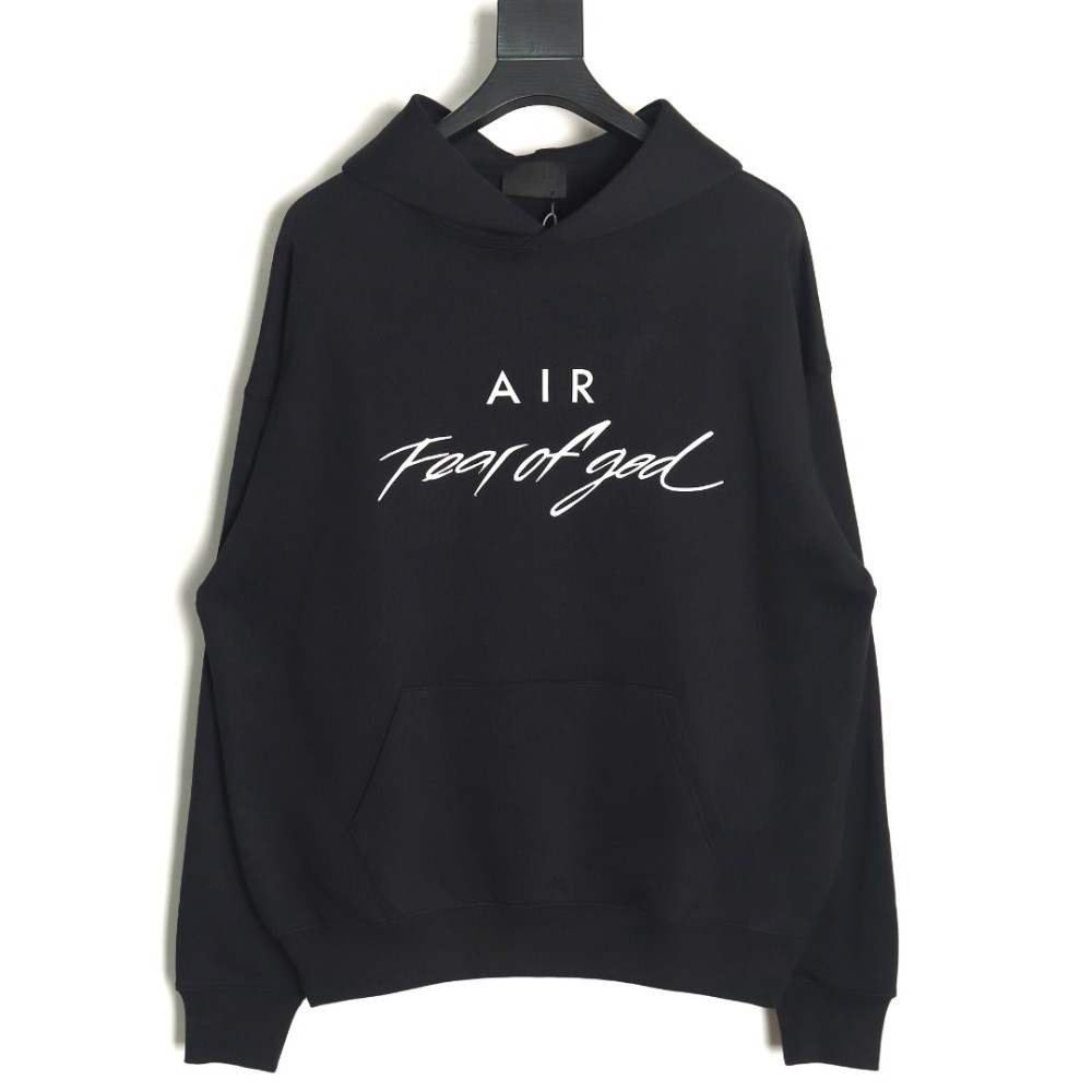 TBKicks Fear of God FOG essential double-line AIR letter hooded sweatshirt Black