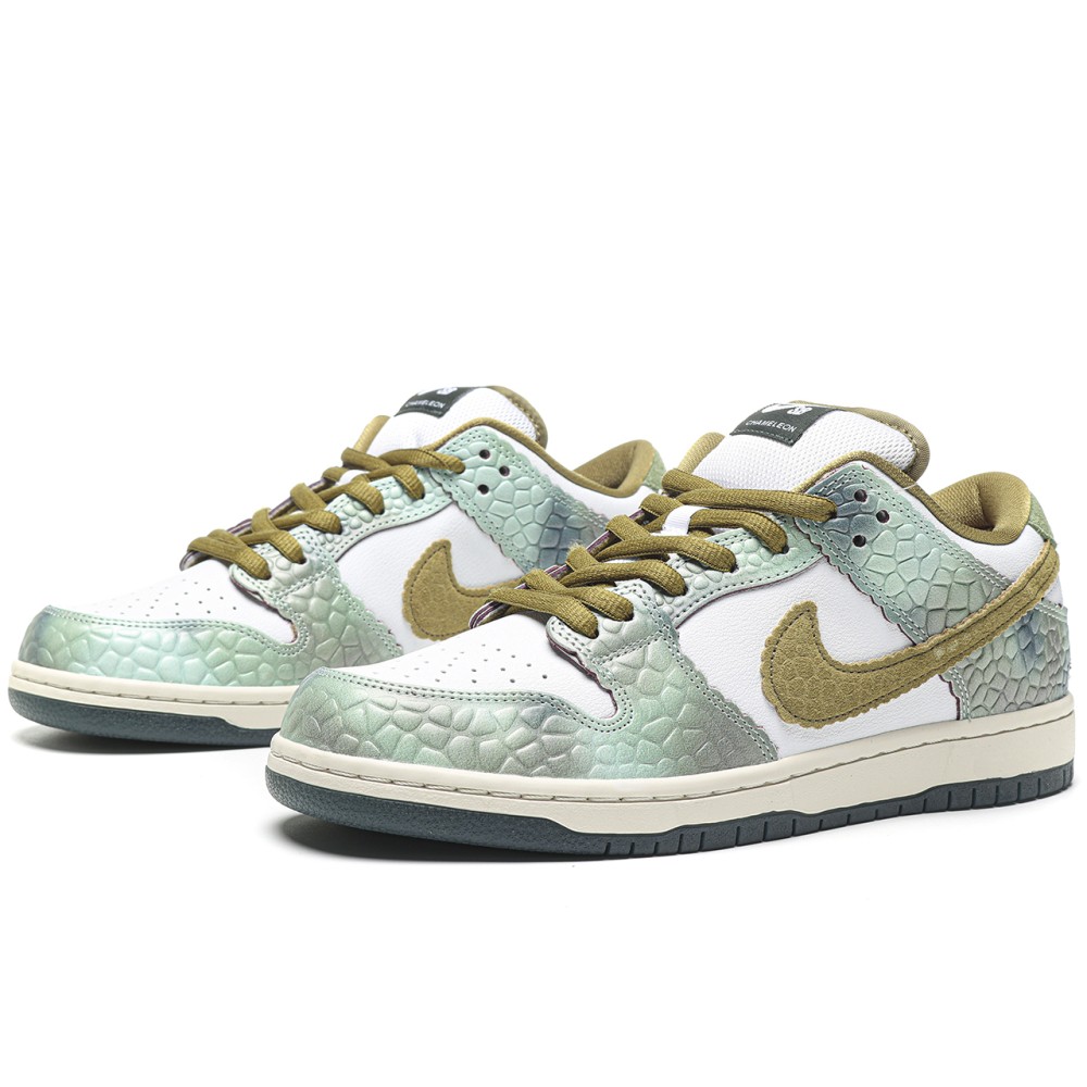TBkicks Nike SB Dunk Low Alexis Sablone Chameleon  OIL GREEN/DESERT MOSS/WHITE