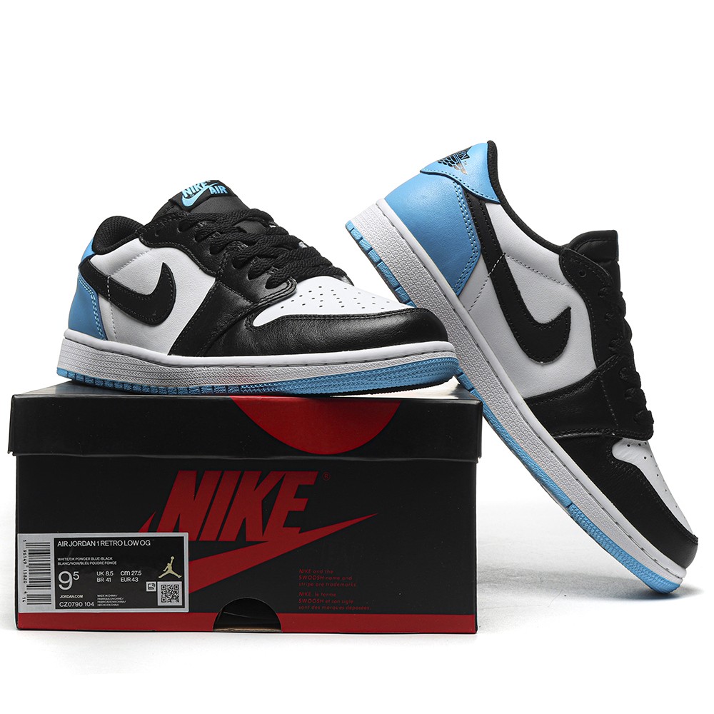 TBkicks Jordan 1 Retro Low OG Black Dark Powder Blue