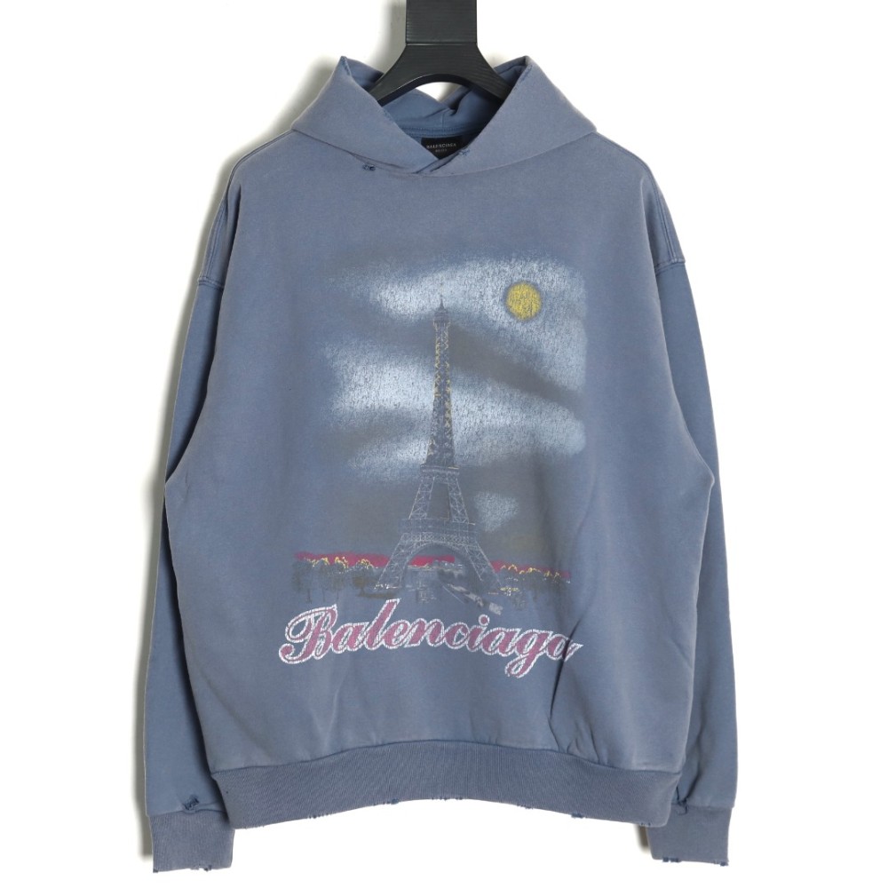 TBKicks Balenc1aga Parisian 24ss Paris Eiffel Tower Hooded Sweatshirt