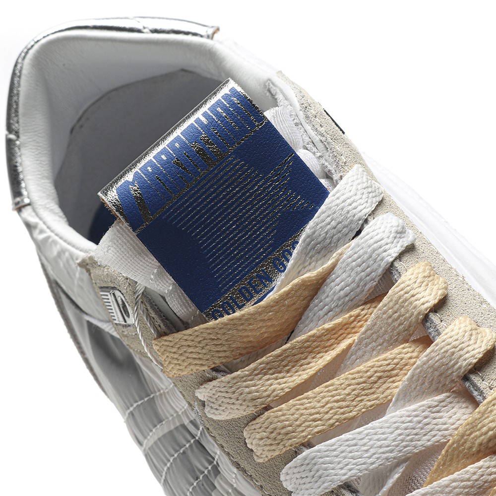 TBkicks Golden G00se Marathon With White Nylon Upper And Silver Star
