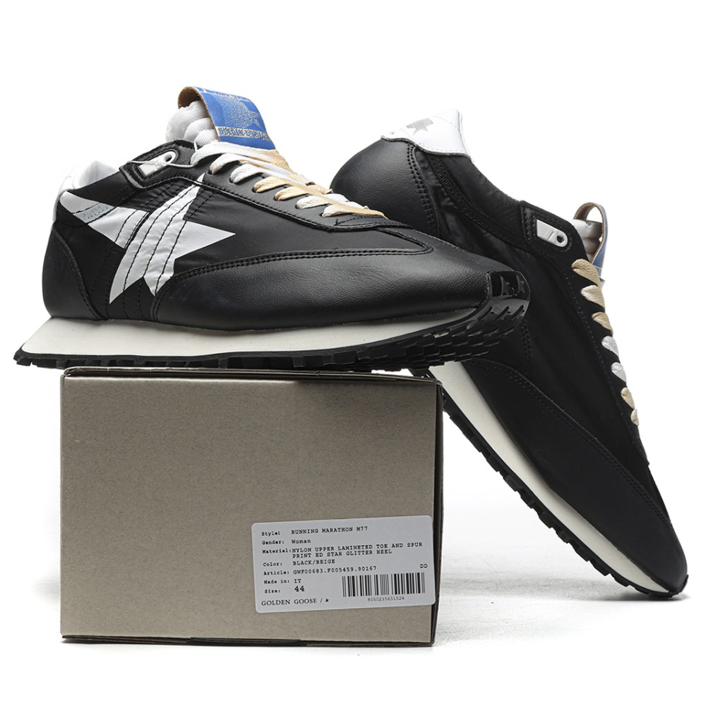 TBkicks Golden G00se Marathon With Black Nylon Upper And White Star