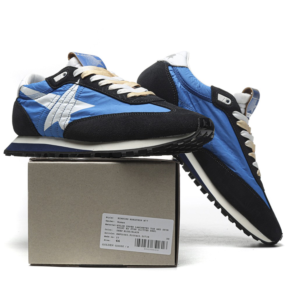 TBkicks Golden G00se Marathon With Blue Nylon Upper And White Star