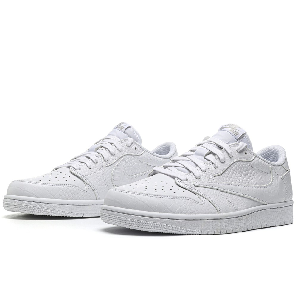 TBkicks Travis Scott Air Jordan 1 Custom White Crocodile