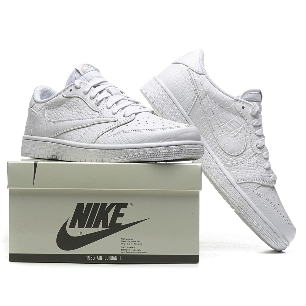 TBkicks Travis Scott Air Jordan 1 Custom White Crocodile